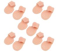 WANGCL 10 Pieces Gel Little Toe Pads Little Toe Corrector Toe Straightener Pinky Toe Cushion Splint Pain Relief (Beige with-Holes)