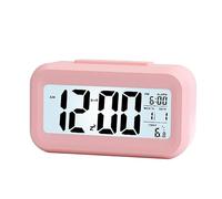 WANGCL 12/24 hour digital alarm clock bedside table clock with backlight LCD display date calendar and temperature display (pink