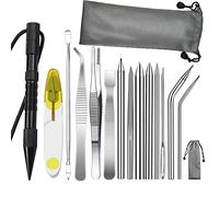 WANGCL 14 Pcs Paracord Needle Set Paracord FID Accessories with Marlin Spike and Extension Nut Stainless Steel Lacing Needles Smoothing Tool Knotter（Black）