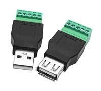 WANGCL 1Pair USB 2.0 A Male Female Plug 5 Pin Adapter Connector Converter Screw Terminal Block Connector No Soldering Required