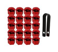 WANGCL 20 Pcs Car Wheel Nut Caps Exterior Universal Auto Hub Screw Cover Dust-proof Rims Protector with Clip, Plating Red, 19mm