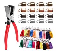 WANGCL 20 Pcs Key Fob Hardware Set with 24 Pcs Leather Keychain Tassels in 4 Colors