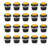 WANGCL 20PCS 16mm Momentary Push Button Mini Round Switch Self-Resetting Button 2Pins 3A 250V AC - Yellow