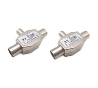 WANGCL 2Pcs 2 Way TV Aerial Coaxial Splitter, Coaxial Antenna Aerial Splitter Adapter Connector 2 Male to 1 Female Adapter in Metal Housing Coaxial Digital Signal Antenna Splitter
