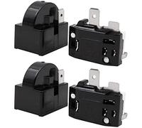 WANGCL 2PCS Compressor Start Relay 2Pin 15Ohm +2PCS Compressor Overload Protector 1/4HP for Refrigerator Repair