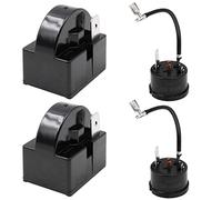 WANGCL 2PCS Compressor Start Relay 2Pin 15Ohm +2PCS Compressor Overload Protector 1/4HP for Refrigerator Repair