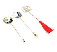 WANGCL 3 Pcs Metal Animal Bookmark, Classical Vintage Bookmarks Book Page Marker Gold Chain Pendants with Gift Box for Reader Women and Kids（Peacock, Panda, Sika Deer