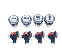 WANGCL 32mm Small Round Button Switch 4 x LED Start Push Button Kit Part 1 Player + 2 Player + LED Coin Buttons for Arcade Machine