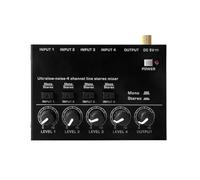 WANGCL 4 Channel Audio Mixer Low-noise Stereo Audio Mixer with Separate Volume Adjustment Power Switch for Microphones Guitars Bass Keyboards Stage Mixer UK