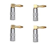 WANGCL 4 Pack 90 Degree Gold Plated Banana Cable Plugs, Right Angle Audio Jack Connector,Speaker Cable Connector for Amplifier HiFi Receiver
