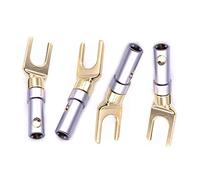 WANGCL 4 Pack Y Plug 45 Degree Hi-end Banana to Spade Adapter Plug Terminal Spade connectors for Speaker Connections