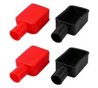 WANGCL 4PCS Battery Terminal Covers Rubber Positive Negative Insulation Bolt Covers for Car Electric Bikes Truck - Red + Black