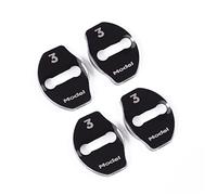 WANGCL 4PCS Thickened Stainless Steel Car Door Lock Cover for TES-la Model 3/Y Accessories, Buckle and Latch (Black)