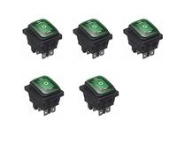 WANGCL 5PCS LED Waterproof Toggle Switch 12V ON/OFF/ON 3 Position Rocker Switch Toggle Buttons 6 Pins for Car Boat Truck-KCD4 Green