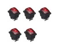 WANGCL 5PCS LED Waterproof Toggle Switch 12V ON/OFF/ON 3 Position Rocker Switch Toggle Buttons 6 Pins for Car Boat Truck-KCD4 Red