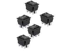 WANGCL 5PCS Rocker Switch Toggle Switch Reset Switch AC 250V DPDT Button ON/OFF/ON 6 Pin for Car Motorcycle Boat or Home Appliances -KCD4