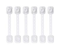 WANGCL 6Pcak Adjustable Child Safety Locks, Baby Proofing Cabinet Locks, Upgraded Adhesive Double Lock System Locks for Cabinets, Drawer, Closet, Fridge, Refrigerator, Trash(Grey White)