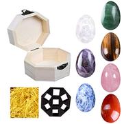 WANGCL 7 Chakra Egg Shape Gemstone Set, Chakra Healing Crystal Stones Natural Reiki Healing Crystals Gemstones For Meditation Crystal Therapy