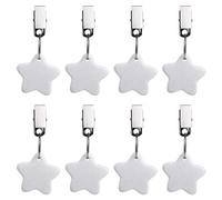 WANGCL 8PCS Tablecloth Weights Clips,Tablecloth Weights Tablecloth Pendant With Stainless Steel Clip For Outdoor Family Dinner Garden Party Wedding Camping Picnic-Star Shape White