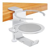 WANGCL Desk Cup Holder 360° Rotating Bracket Save Space PC Gaming Headset Stand Under The Desk for Home Office(Silver)