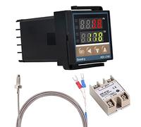 WANGCL Digital PID Controller Intelligent Thermostat with 40A SSR Relay K Type Thermocouple for Electrical Energy Chemical Industry Holding Tanks Ovens - 0-1300 ℃