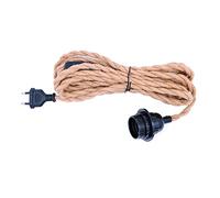 WANGCL DIY 15ft Vintage Ceiling Pendant Light Cord Hanging Light Kit with Twisted Hemp Rope Switch Plug in Fabric Lamp Cord Socket Set E26 E27 Lighting Fixture Cable for Farmhouse Kitchen