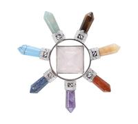 WANG nergy Generator Pyramid 7 Chakra Points with Rose Quartz Crystal Energy Generator Healing Stone for Reiki Meditation，Pink