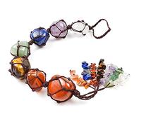 WANGCL Handmade 7 Chakras Stones Healing Crystals Car Charm Hanging Ornament Home Decoration Window Ornament Feng Shui Ornament Yoga Meditation