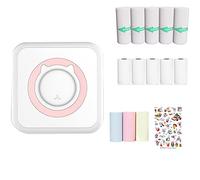 WANGCL Mini Portable Pocket Inkless Photo Printer with 13 Rolls Paper for Wireless IOS/Android Smartphone (Pink)