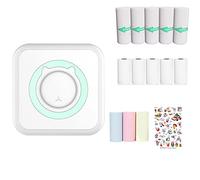 WANGCL Mini Portable Pocket Photo Printer - Inkless, Wireless for IOS/Android (Blue) with 13 Rolls Paper