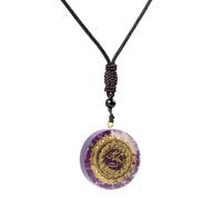WANGCL Round Natural Crystal Orgonite Chakra Pendant Necklace for Men & Women