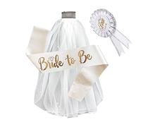 WANGCL Set of 3pcs Hen Party Veil Bride to be Sash and Badge Bridal Shower Hen Do Accessories Wedding Set