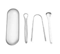 WANGCL Tongue Scraper 3 Pcs Professional Stainless Steel Tongue Cleaner Kit for Tongue Cleaning Optimal Oral Hygiene (Sliver)