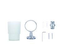 WANGCL Toothbrush Glass Tumbler with Holder Stainless Steel Chromed (Single Tumbler)