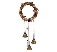 WANGCL Witch Bells for Home Protection Handmade Witch Bells Wreath with Pentagram and Brass Bell
