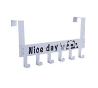 Wangcmcol 6 Hooks Over The Door Hooks Strong Load Bearing Capacity Space Saving Metal Door Hanger Hooks for Coat Hat Bag (White)
