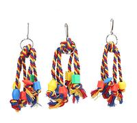 Wangcmcol Bird Chewing Toy Colorful Cotton Rope Toy Plastic Beads Bite String for Small Parrots