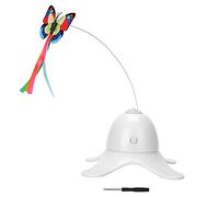 Wangcmcol Butterfly Cat Toy,Interactive 360-Degree Rotation,for Cats Instinct Stimulation,LED Light Up at Night,Non-Slip Base,ABS Durable Material,Easy Installation (White)