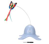 Wangcmcol Butterfly Cat Toy,Interactive 360-Degree Rotation,for Cats Instinct Stimulation,LED Light Up at Night,Non-Slip Base,ABS Durable Material,Easy Installation (Grey)