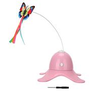 Wangcmcol Butterfly Cat Toy,Interactive 360-Degree Rotation,for Cats Instinct Stimulation,LED Light Up at Night,Non-Slip Base,ABS Durable Material,Easy Installation (Pink)