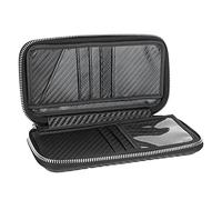 Wangcmcol Portable Wallet with Zipper Carbon Fiber Business Bag Card Holder Pouch 21x11x3.5cm (Black)
