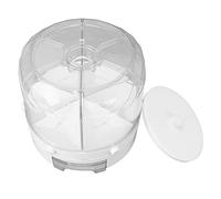 Wangcmcol Rotating Rice Dispenser 13.2lb Capacity 6 Grid Airtight One Click Output Dry Food Storage Container for Grain Beans (White)