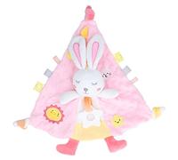 Wangcmcol Teething Toys for Baby, Soft Velvet Corduroy Teether, Easy Grasp Pull Design, Infant Soothing Comfort Doll with Bell, Cute Animal Face Security Blanket, High Elastic Down (Rabbit)