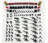 WangCow 108 Pcs Military Guns & Weapon Pack, Bricks Accessories for Army Minifigure Block Toys, Soldier Equipment Shields for Army Soldiers Set Building Block Kits