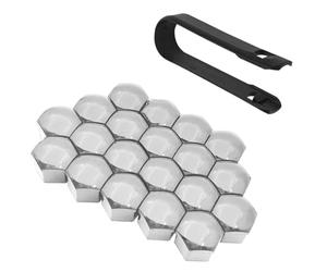 WANGDAFA 20 Pcs Car Wheel Nut Covers for Audi R8 II 2015-2023, Hub Bolt Rim Caps Tyre Screw Protectors Exterior Styling Auto Accessories,Silver-17mm