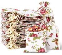 Wangdaqi 100 petits sacs en toile pour bouquets de roses 3,9 x 5,3 pouces Sacs en toile pour fleurs Sacs cadeaux parfumés en lin Idéal pour les bijoux, les mariages, les DIY, les fêtes et les événemen