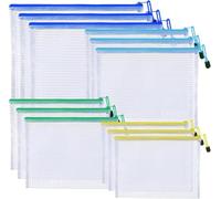 Wangdaqi 12 Mesh Zip Pockets, 4 Sizes, Waterproof Plastic Travelling Zip Folder