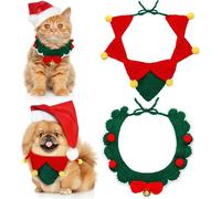 Wangdaqi 2 Pack Christmas Cat and Dog Collars Adjustable Cute Holiday Bowtie Xmas Pet Bow Tie Pet Necklace Accessories for Pets Christmas Collar for Kitty Small Dogs Holiday (Small(12-16 Inches))