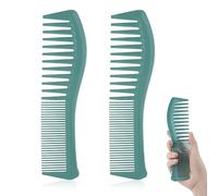 Wangdaqi 2 Piece Hair Comb, Wide Tooth Comb Plastic Hair Comb Large Tooth and Fine Tooth Comb for Hair (Green)