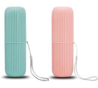 Wangdaqi 2 Piece Portable Toothbrush Case for Travelling, Camping, Bathroom Schools